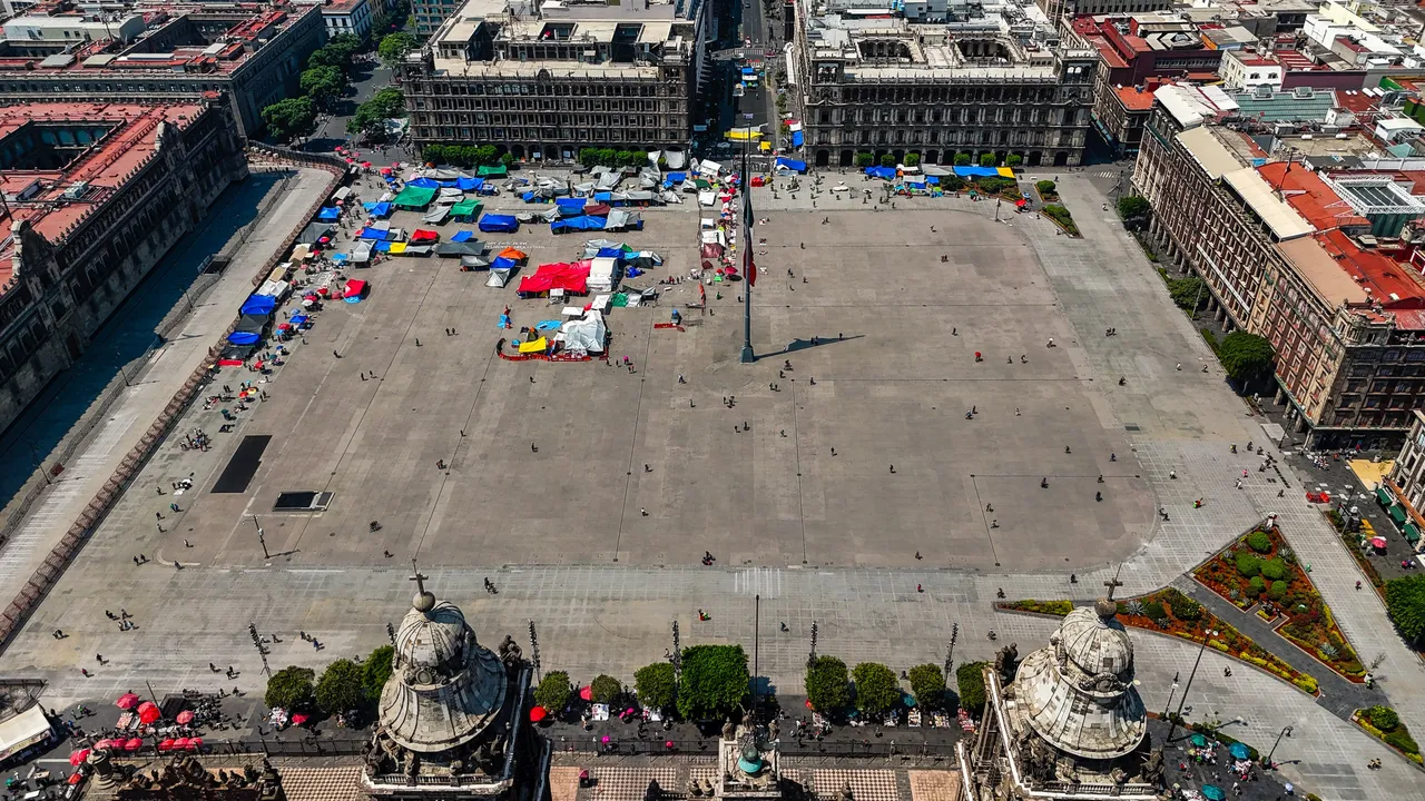 Vista aérea del Zócalo de la Ciudad de México